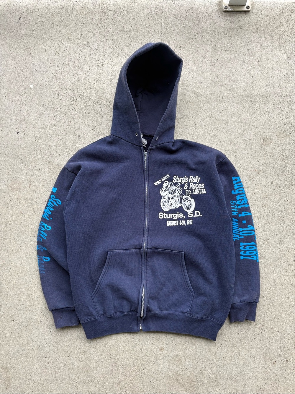 Vintage 1997 Sturgis Bike Week Zip Up Hoodie Grunge Biker 57th Mens Medium